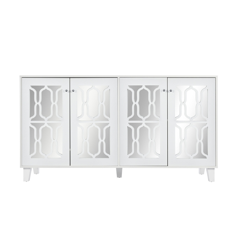 Aosom Sideboard Anrichte mit Spiegeloberfläche und Kristallgriffen in Weiß, B/T/H: 160 x 40 x 84 cm - Bild 2