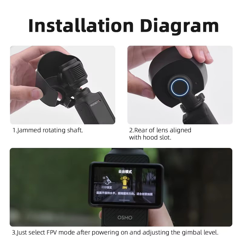 BRDRC Objektiv-Sonnenhaube für DJI Osmo Pocket 3 in Schwarz - Bild 4