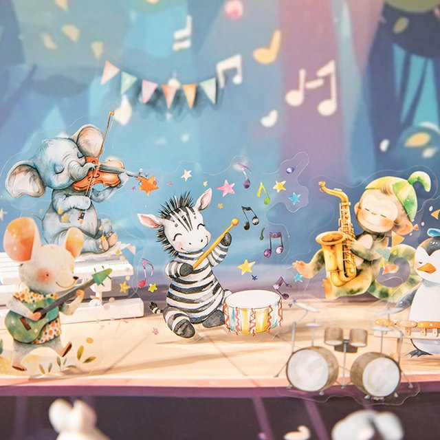 45 Stück mr.paper Tierkonzert Szenografie PET-Aufkleber in Multicolour für Scrapbooking und DIY-Collagen - Bild 1