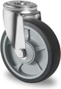 CASCOO Rückenlochlenkrolle Serie P2G2 mit Kugellager, Farbe Grau, Durchmesser: 125 mm - Bild 1