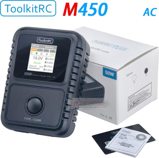 ToolkitRC M450 Smart Lipo Batterie Ladegerät und Entlader in Schwarz für 2S-4S FPV Modellbau, RC Autos und Flugzeuge - Bild 1