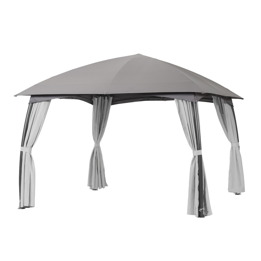 Leco Garten-Pavillon Milena mit Seitenvorhängen aus Polyester und Stahlrohr, grau/anthrazit, B/T/H: 330 x 330 x 268 cm - Bild 3