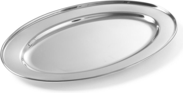 Hendi Stahlplatte für Fleisch und Wurstwaren, oval, Silber, Edelstahl, Länge: 50 cm, Breite: 35 cm, Tiefe: 35 cm - Bild 1