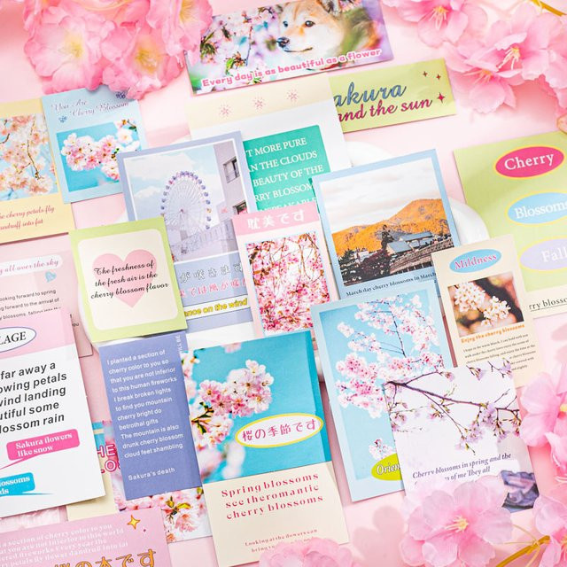 30 Stück Watch A Scence Sakura Rain Series Aufkleber mit Kirschblüten-Motiv in Multicolour für Scrapbooking und Junk Journal Dekorationsset - Bild 1