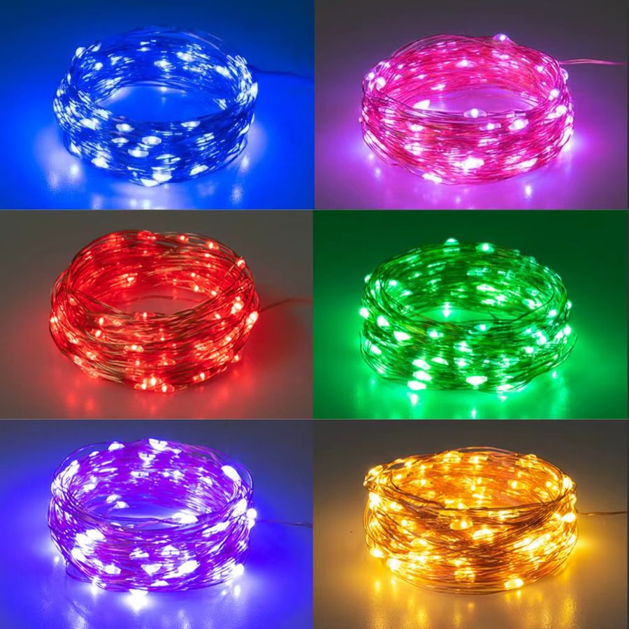 XUNATA LED-Lichterkette mit Ein-Aus-Schalter für Hochzeit, Garten und Weihnachtsdekoration in Warm Rot Grün Blau, verfügbar in 1m, 2m oder 4m Länge - Bild 6