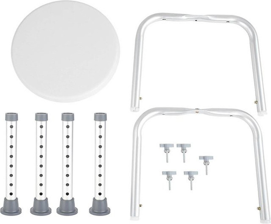 Aimo Verstellbarer runder Bad-Duschhocker aus Aluminiumlegierung in Weiß mit rutschfesten Beinen für Senioren und Menschen mit eingeschränkter Mobilität