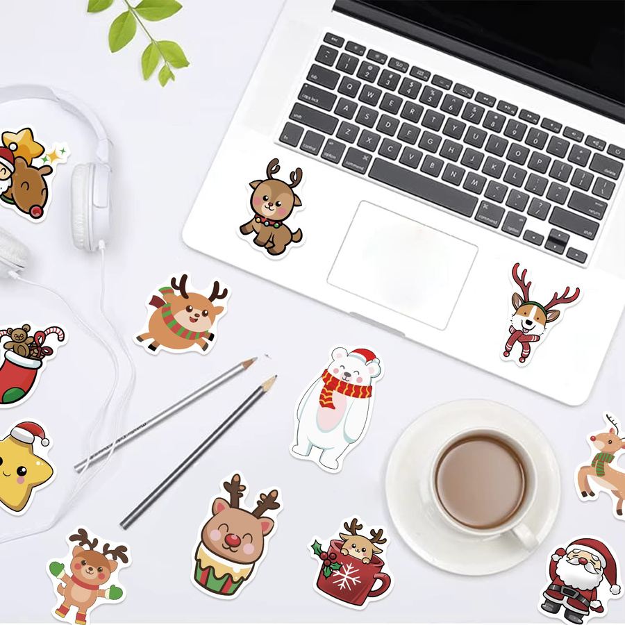 50 oder 100 Stück Cartoon Weihnachtsfeier Doodle Aufkleber, wasserfeste DIY Aufkleber in Multicolor für Notebook, Gepäck und Schreibwaren - Bild 3