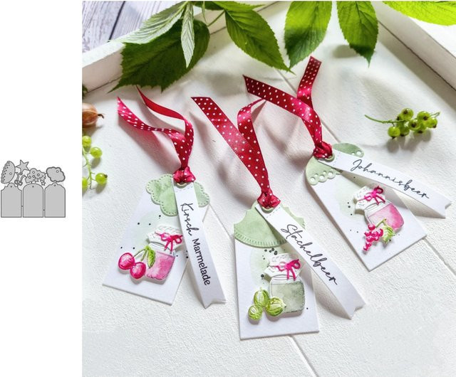 Metall-Stanzformen Set mit drei Etiketten-Formen für Scrapbooking, Kartenherstellung und Basteldekoration - Bild 1