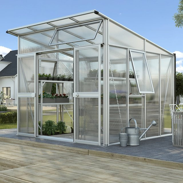 Vitavia Gewächshaus Aura 7800 mit Pultdach aus Aluminium in Silber und transparenten Polycarbonat-Hohlkammerplatten, 7,8 m² - Bild 1