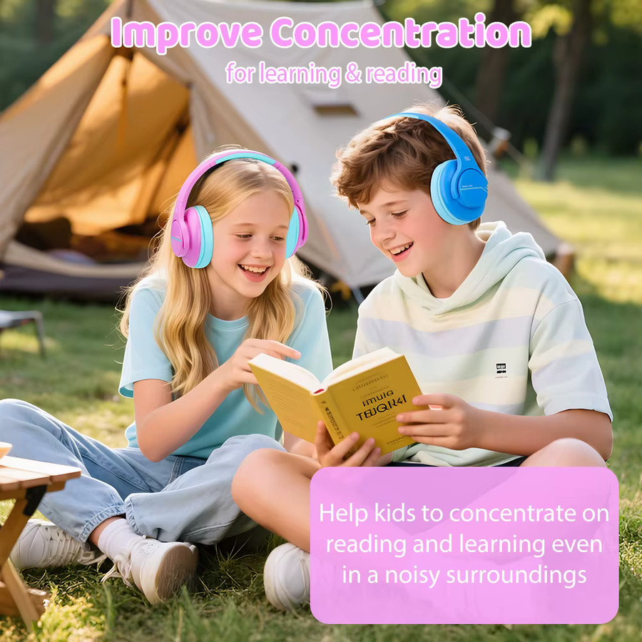Steellumen ANC Kinder-Kopfhörer kabellos mit Geräuschunterdrückung und Bluetooth in Pink - Bild 4