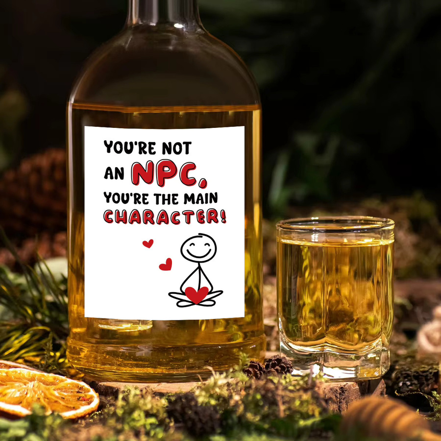 6 Stück Funky Stick-Figure Aufkleber mit Textdesign in Weiß für Wein- und Bierflaschen sowie Dekorationen - Bild 3