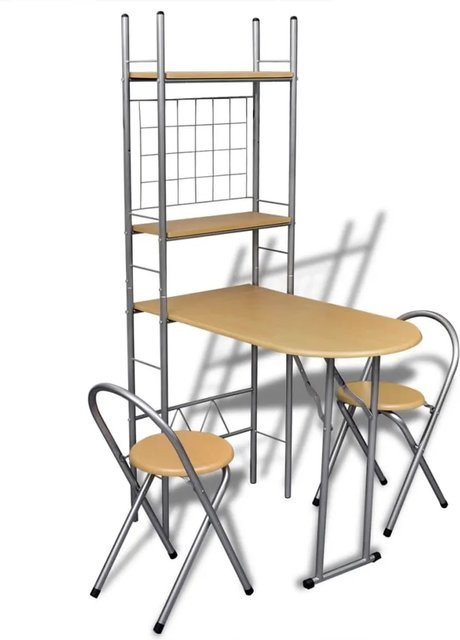 vidaXL Frühstückstisch mit 2 Stühlen in Braun und Beige, moderner Küchentisch aus MDF und Metall, B/T/H: 165 x 56 x 76,5 cm - Bild 1