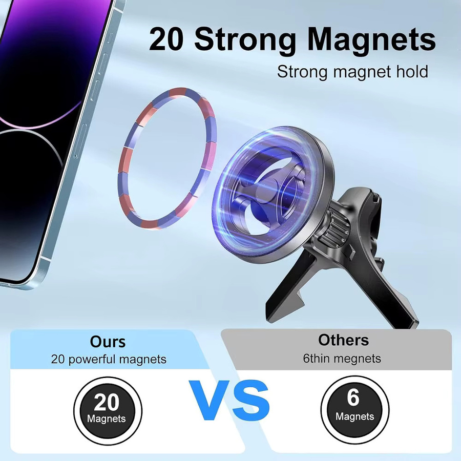 iBudim Magnetische Lüftungshalterung für das Auto in Schwarz, kompatibel mit MagSafe iPhone 17 Pro Max sowie Samsung und Xiaomi - Bild 2