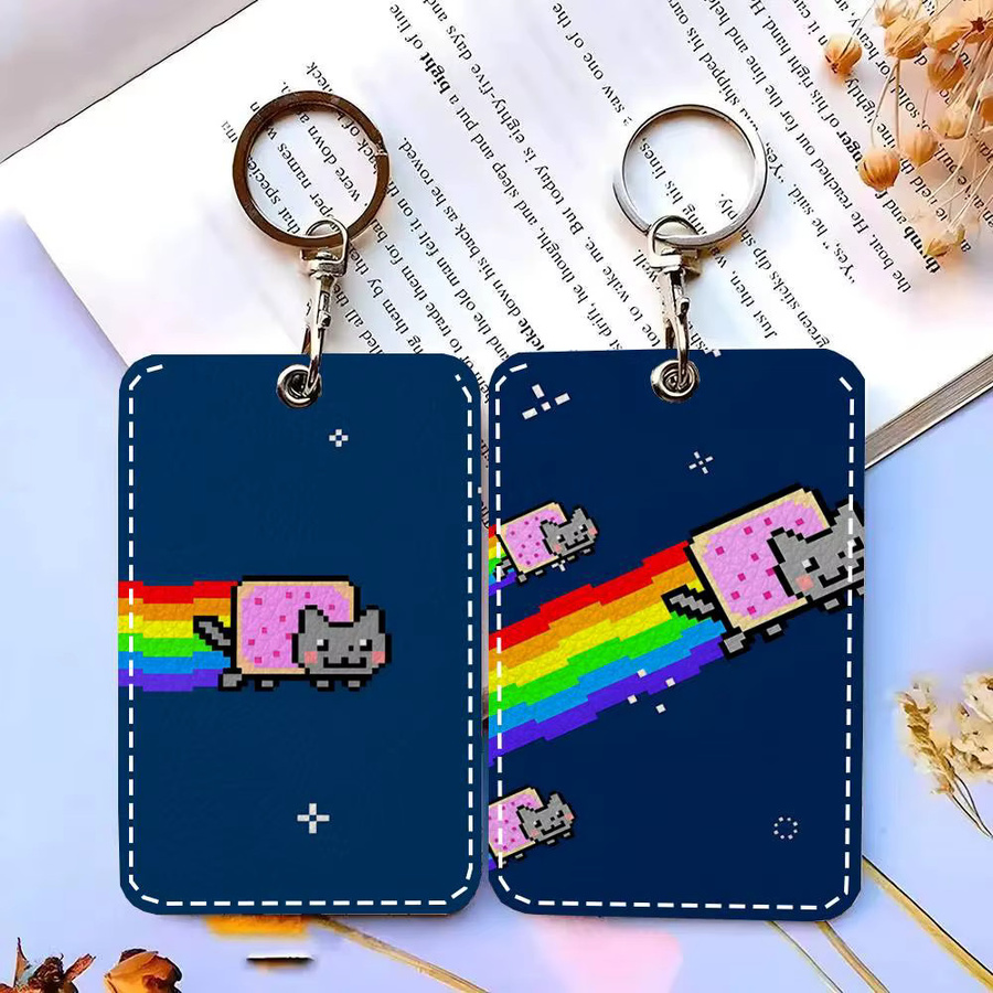 Schlüsselanhänger N-nyan Cat, Leder, Kartenetui - Bild 2