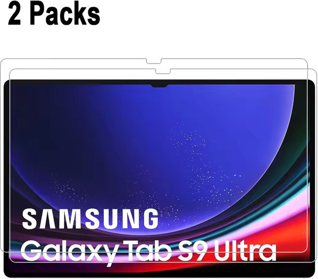 2 Stück Samsung Galaxy Tab S9 Ultra 14,6 Zoll 2023 SM-X910 Displayschutzfolie aus gehärtetem Glas, transparent und kratzfest - Bild 1