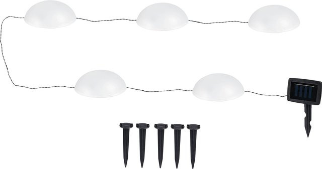 5er Set Solar-LED-Bodenleuchten von viva domo in Weiß mit warmweißem Licht für den Garten - Bild 1