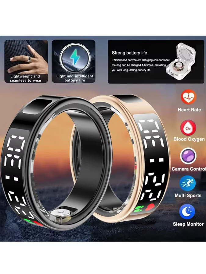 Luxuglow Smart Ring in Silber für Männer und Frauen mit Herzfrequenz-, Blutsauerstoff- und Schlafmonitor sowie 5ATM Wasserdichtigkeit und LED-Anzeige - Bild 7