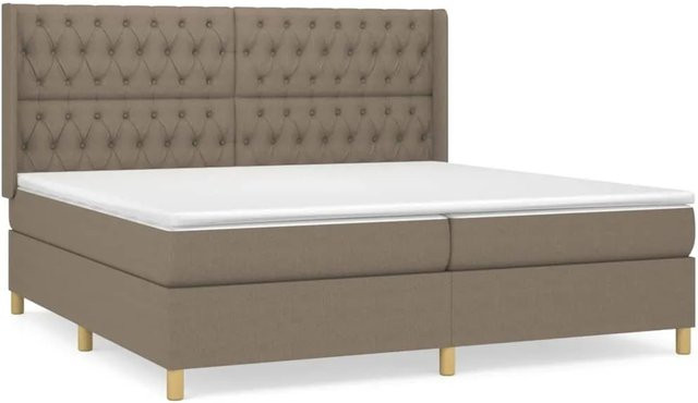 vidaXL Boxspringbett Hybrid mit Matratze und Kopfteil in Taupe, B/T/H: 200 x 200 x 118 cm - Bild 1