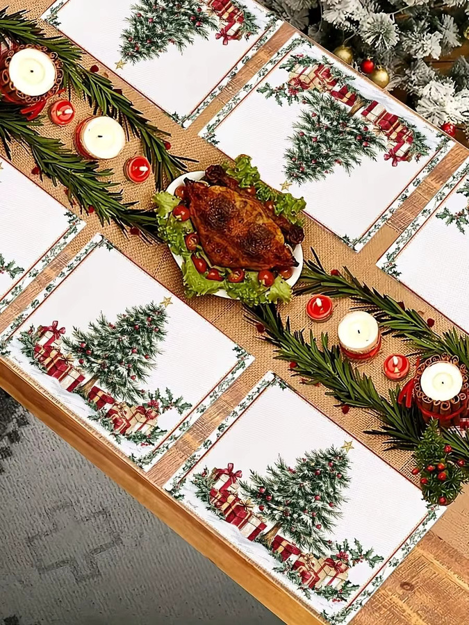 VIKAMA 4-teiliges Weihnachtsbaum-Tischset für die festliche Tischdekoration - Bild 6