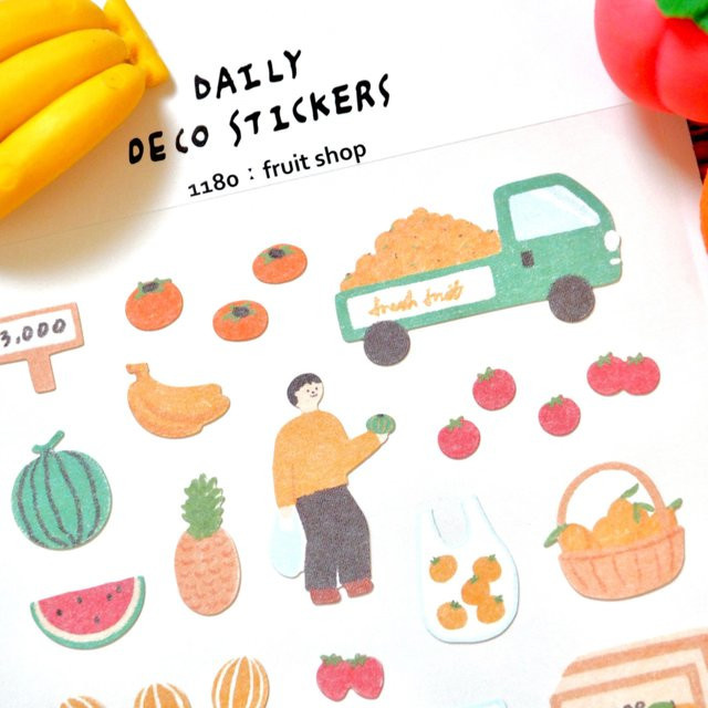 Suatelier Papieraufkleber mit Gemüse und Obst Motiv für Scrapbooking und DIY Journaling, Mehrfarbig - Bild 1