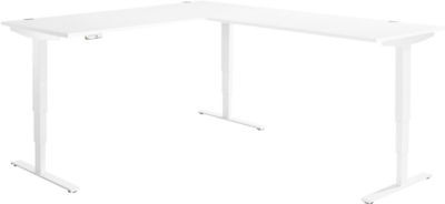 Elektrisch höhenverstellbarer Winkelschreibtisch AERO FLEX in Weiß mit Memorypanel, B 200 cm x T 240 cm - Bild 1