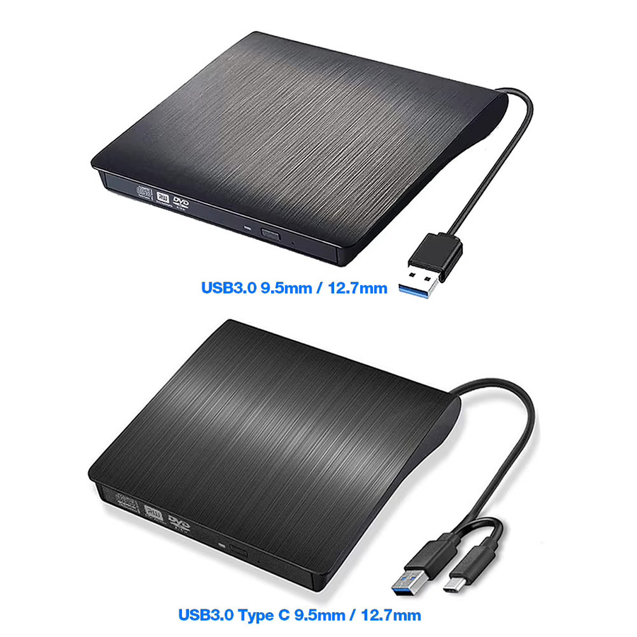 ALLOYSEED Externes DVD Laufwerksgehäuse Slim SATA zu USB 3.0 und USB-C, Schwarz - Bild 2