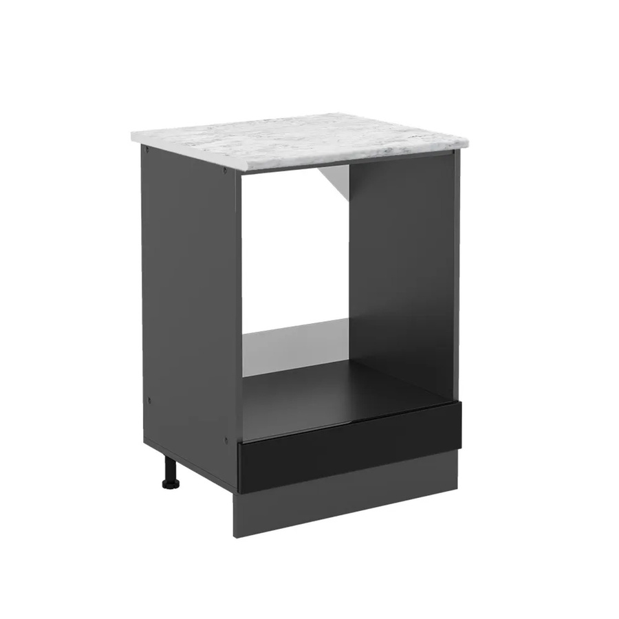 Vicco Herdbauschrank R-Line Schwarz Hochglanz Anthrazit mit Marmor-Optik B: 60 cm, T: 46 cm, H: 81,6 cm - Bild 2