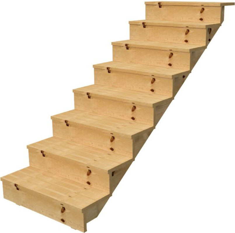 Vinuovo Holztreppe mit 8 Stufen und Setzstufen in Natur oder Grün, H: 139 cm, B: 80 cm - Bild 1