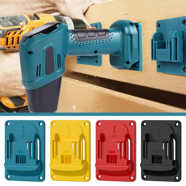 Bohrerhalterung für Makita 18 V Li-Ionen-Bohrer, Wand-Dock-Aufhänger aus Kunststoff in Schwarz und Blau für Garage und Werkstatt - Bild 1