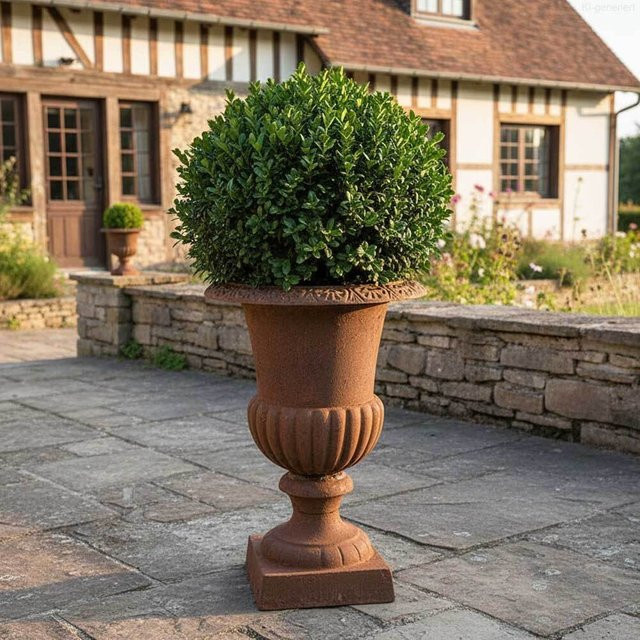Französische Louvre Vase aus Gusseisen in Braun im Antik-Stil, Höhe: 62 cm - Bild 1