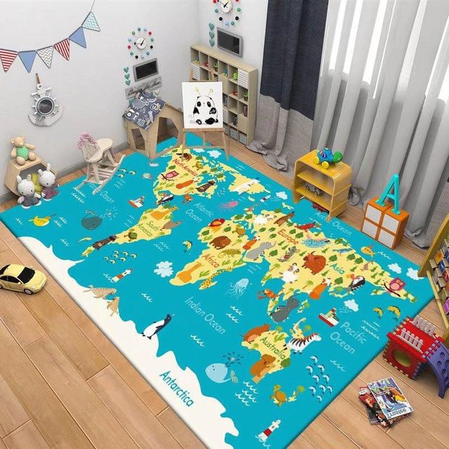 Wucifang Jewelry Kinder Navigationskarte Teppich Anti-Rutsch Bodenmatte für Baby und Krabbelspiel, B/T: 60 x 90 cm - Bild 1
