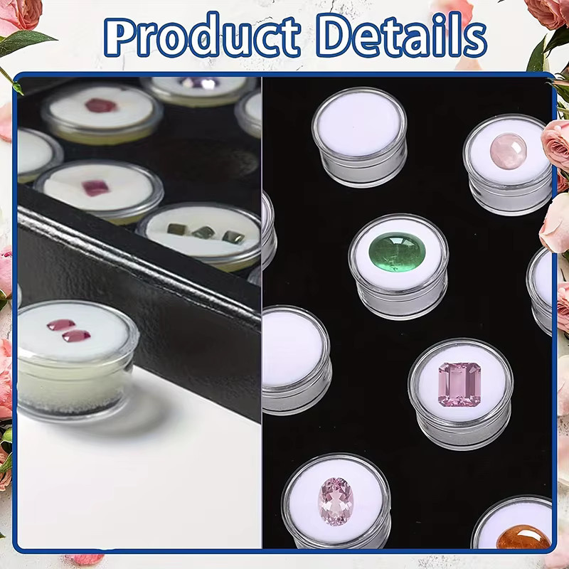 Lesaiyarr Schmuckaufbewahrung Dose Set aus 10 Teilen, Runde Schmuckbox für Edelsteine und Perlen, Transparent oder Schwarz - Bild 2