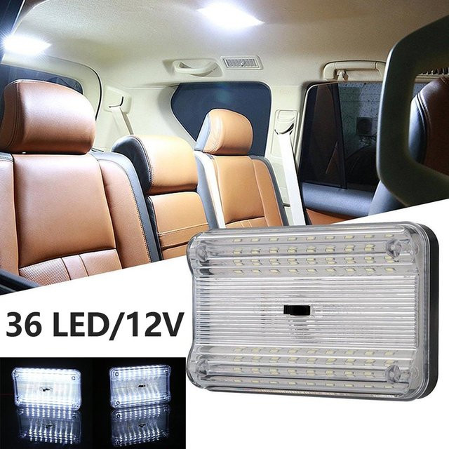 LED Auto Innenraumbeleuchtung mit 36 LEDs für die Deckenmontage, 12V Weiß mit Schalter - Bild 1