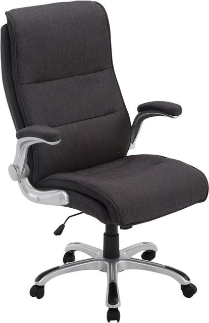 TPFLiving Bürostuhl Vila XXL Executive Chair aus Stoff in Dunkelgrau mit Armlehnen und Rollen, B/T/H: 74 x 76 x 116 cm - Bild 1