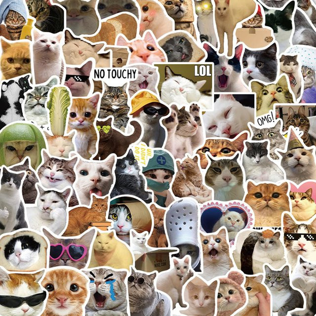 Rspctou Tier-Katzen-MEME-Graffiti-Aufkleber, wasserdicht, multicolor - Bild 1