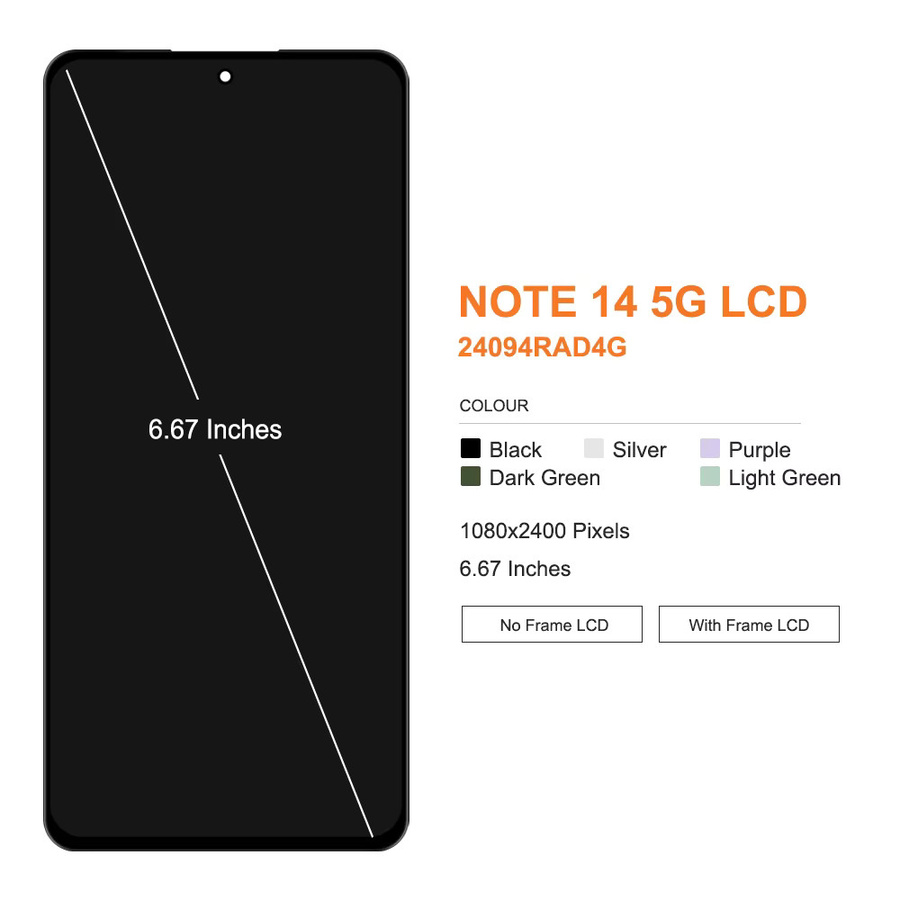 Xiaomi Redmi Note 14 5G Ersatz Display mit 6,67 Zoll AMOLED LCD Touchscreen Digitizer in Schwarz - Bild 2