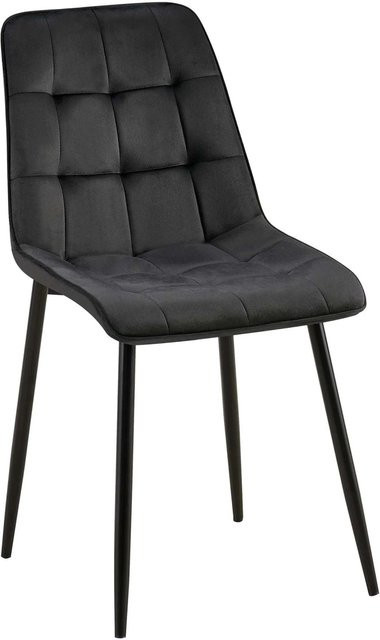 DELUKE Esszimmerstuhl DARID aus Samt in Schwarz mit Metallgestell, B/T/H: 47 x 61 x 89 cm - Bild 1