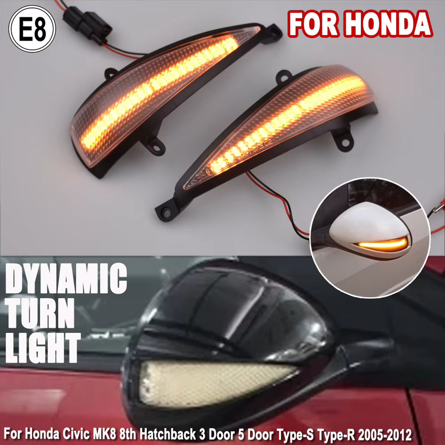 Malcayang LED-Seitenflügelspiegel mit dynamischem Blinker und Kontrollleuchte für Honda Civic 8. MK8 Typ-S Typ-R FN 1 2 3 FK 1 2 3 in Schwarz - Bild 5