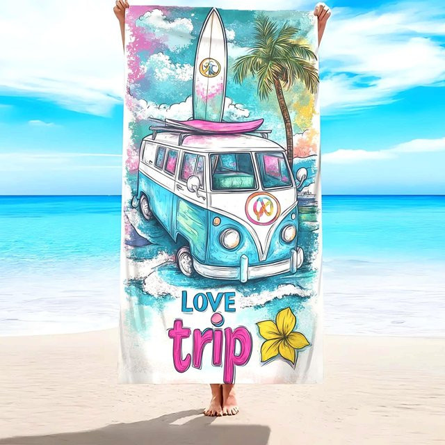 Strandtuch JMG Household Supplies mit Camper Design, sandabweisend und schnelltrocknend, Multicolor, B/H: 80 x 130 cm - Bild 1