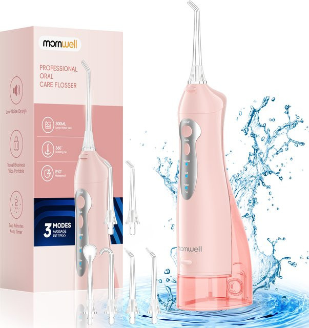 Mornwell D52 Wasserflosser, Munddusche, 300 ml, Pink, Unisex - Bild 1