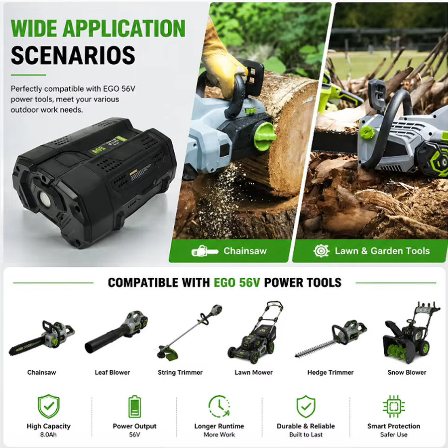 EGO Ersatz-Lithium-Akku 56V 8,0Ah in Schwarz für EGO Elektrowerkzeuge passend für BA2800, BA2800T, BA4200, BA4200T, BA1400 und BA5600T - Bild 3