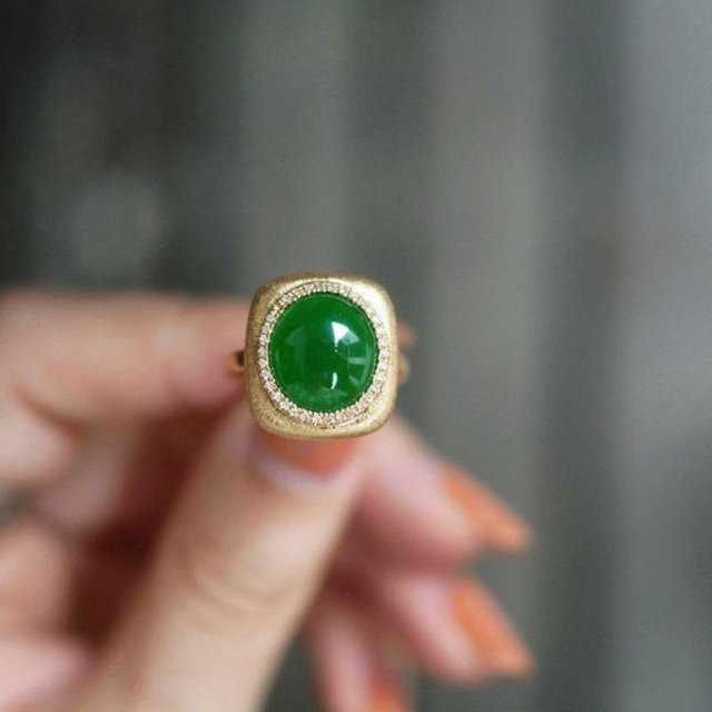 YIRAN Jewelry Ring, Jade Chalcedon, Kupfer, Gold, Damen - Bild 1