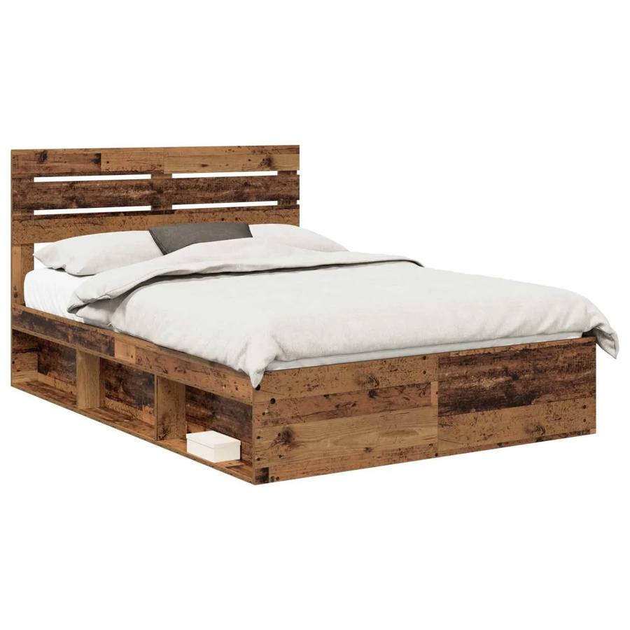 vidaXL Bettrahmen aus massivem Kiefernholz in Braun, B/T/H: 140 x 190 x 143 cm - Bild 2
