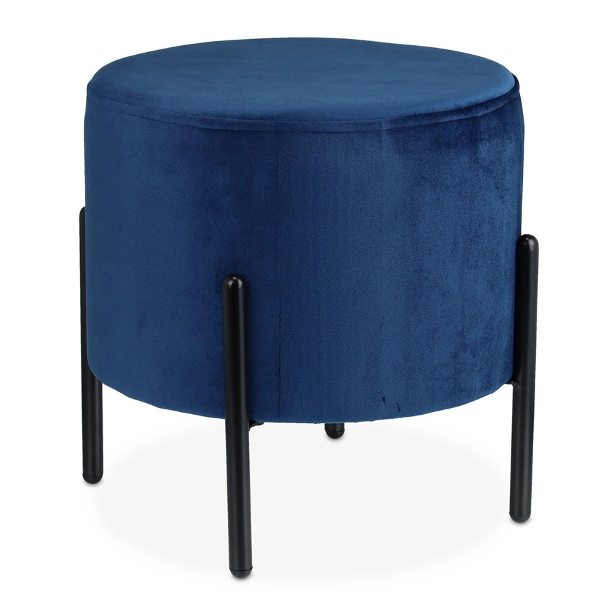 Relaxdays Samthocker Blau mit Metallgestell, Durchmesser: 40,5 cm, Höhe: 38,5 cm - Bild 2