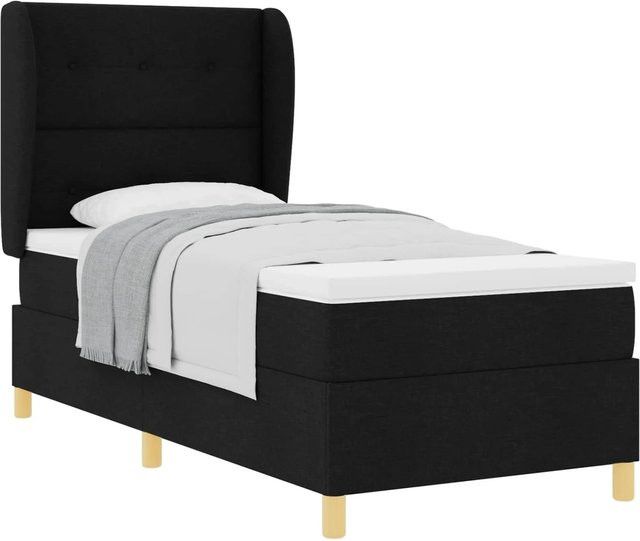 vidaXL Boxspringbett mit Matratze und Matratzentopper in Schwarz, B/T/H: 90 x 193 x 34 cm - Bild 1