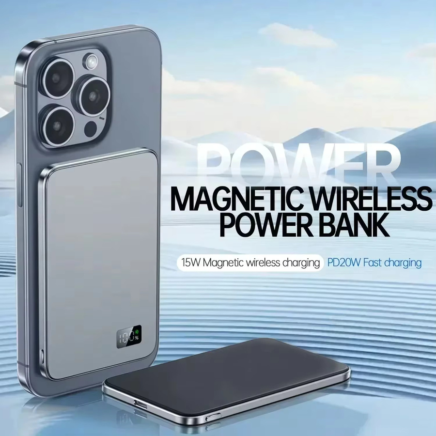 Lenovo Magnetische Powerbank Ultra-Slim Kabelloses Schnellladegerät PD 22.5W für MagSafe in Schwarz mit 30000 mAh Kapazität - Bild 4