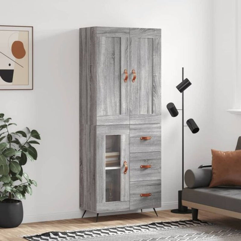 Vidaxl Highboard in Grau Sonoma im skandinavischen Design, B/T/H: 69,5 x 34 x 180 cm - Bild 1