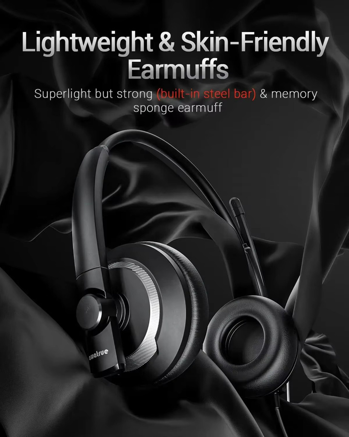 AWATRUE EH05 USB-Headset mit Mikrofon und Geräuschunterdrückung in Schwarz für PC und Laptop - Bild 2