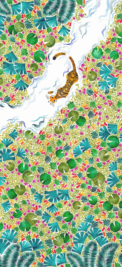 Isidore Leroy Mural Tigres Wandtattoo mit Tiermotiv in Multicolor - Bild 1