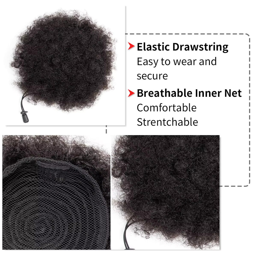 Newmi Afro Kinky Puffs, 100 % Echthaar Pferdeschwanz, Damen - Bild 2
